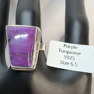 Purple Turquoise Sterling Silver Statement Ring Size 6.5 Bold Boho